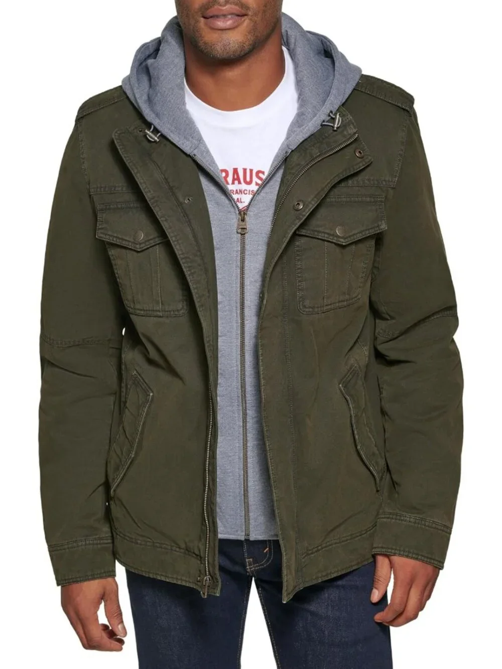 Men's Washed Cotton Hooded Military Jacket | Casual Outerwear, Regular & Big
